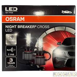Kit lmpada LED do farol - Osram - <b>Fiat Uno Mille ELX 1.0 4P de 1994 at 1996</b> - H4 - 12V - 27/27W - 6000K - Night Breaker Cross - kit - 64193CW NBC