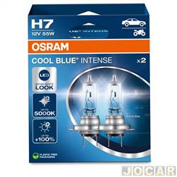 Kit lmpada do farol - Osram - <b>Ford Focus Hatch Titanium Plus 2.0 16V PowerShift Flex de 2013 at 2015</b> - H7 - 12V 55W - 5000K - Cool Blue Intense ECO - kit - 64210CBN-HCB DUO