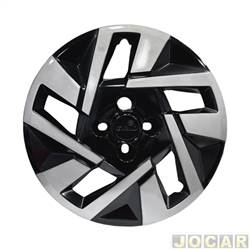 Calota aro 15 Universal - Grid - <b>Ford Fiesta Hatch 1.0 mpi 4P de 1996 at 1999</b> - Gol/Mobi/Argo/Palio/Fiesta/Onix/Spin/Sandero/Polo/HB20/City - cubo padro - modelo sport - preto e prata - cada (unidade) - 150CP-PBP-U