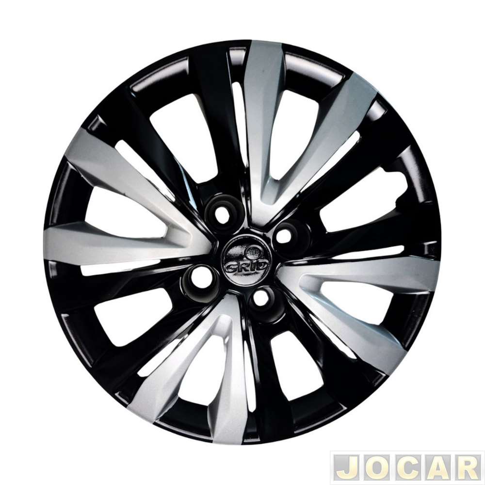 Calota aro 14 Volkswagen - Grid - Gol/Voyage 2000 até 2012 - Saveiro 2000 em diante - preto e prata - cada (unidade) - 245CA-PBP-U