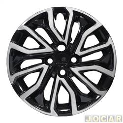 Calota aro 15 Universal - Grid - <b>Fiat Cronos Drive 1.3 8V GSR Firefly Flex 4P de 2018 em diante</b> - Argo 2016 em diante - Cronos 2018 em diante - cubo padro - modelo sport - preto e prata - cada (unidade) - 296CP-PBP-U