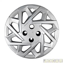 Calota aro 14 Universal - Grid - <b>Fiat Palio Hatch ELX 1.4 8V Flex 4P de 2007 at 2011</b> - Gol/Mobi/Argo/Palio/Uno/Onix/Prisma/Sandero/HB20/S - cubo baixo - modelo sport - prata - cada (unidade) - 203CB-PTA-U