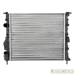 Radiador do motor - Valeo - <b>Renault Clio Hatch Expression 1.0 16V Hi-Power Flex 4P de 2012 at 2016</b> - Clio 1.0/1.6 1998 at 2012 - sem ar condicionado - sem tubete - cada (unidade) - VA732765
