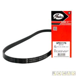 Correia com perfil Poly-V - Gates - <b>Fiat Palio Hatch ELX 1.4 8V Flex 4P de 2007 at 2011</b> - Palio/Uno Evo 1.4 2010 em diante - cada (unidade) - 5PK1175