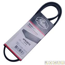 Correia com perfil Poly-V - Gates - <b>Renault Logan Expression 1.6 8V Hi-Torque Flex de 2007 at 2013</b> - Logan 2007 at 2013 - Sandero 07 em diante 1.6 8V - GIR/ACD - 206 1.0 16V 2001 em diante - GIR/ALT/DH - cada (unidade) - 4PK0915