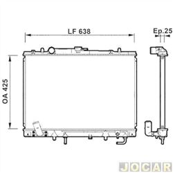 Radiador do motor - Valeo - <b>Mitsubishi Pajero Full 4X4-AT GLS 3.0 V6 gasolina 4P de 2000 at 2002</b> - Pajero 3.0 1998 at 2010 - para modelos com transmisso manual - cada (unidade) - 734144