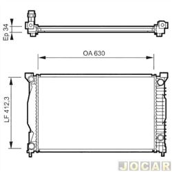 Radiador do motor - Valeo - <b>Audi A4 Cabriolet 3.0 V6 30V Multitronic 2P de 2002 at 2005</b> - A4 2000 at 2010 - cada (unidade) - 734269