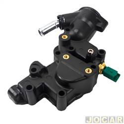 Carcaa para vlvula termosttica - Drivetec - <b>Peugeot 207 Hatch XR 1.4 8V Flex 2P de 2008 at 2014</b> - C3/206 1.4 2005 em diante - com sensor - cada (unidade) - 74419