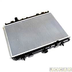 Radiador do motor - Frontier - <b>Mitsubishi L-200 Cabine Dupla Triton HLS 4X2 MT 2.4 16V Flex de 2012 at 2017</b> - L200 Triton 2007 at 2018 - para modelos com transmisso manual e ar condicionado - cada (unidade) - 72592