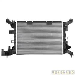 Radiador do motor - importado - <b>Chevrolet Onix Hatch 1.0 12V cmbio manual Flex 4P de 2019 at 2024</b> - Onix 1.0 2019 em diante - para modelos com e sem  ar cond. e transm. manual e automt. - cada (unidade) - 35229