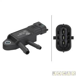 Sensor de presso dos gases - Hella - <b>Renault Master Minibus Standard 16 lugares L2H2 2.3dCi 16V 3P de 2013 em diante</b> - Master 2.3 16v 2013 em diante - do escapamento (EGPS) - 12V - cada (unidade) - 6PP009409041