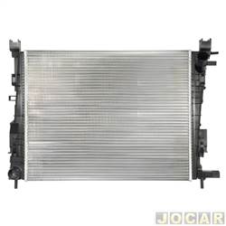 Radiador do motor - Visconde - <b>Renault Logan Expression 1.6 16V SCe cmbio EasyR Flex de 2017 at 2019</b> - Sandero/Logan 2015 at 2019 - para modelos com ar condicionado e transmisso manual - cada (unidade) - 12905