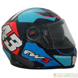 Capacete para motociclista - FW3 - GTX 43 com culos - azul e vermelho - n56 - cada (unidade) - 9910256