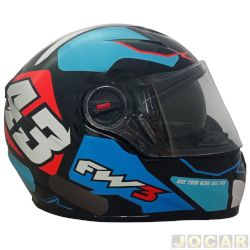 Capacete Moto - FW3 capacetes - GTX 43  com culos - azul e vermelho - n58 - cada (unidade) - 9910258