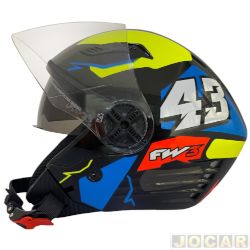 Capacete para motociclista - FW3 - X-open up 43 com culos - amarelo e azul - N60 - cada (unidade) - 9900360