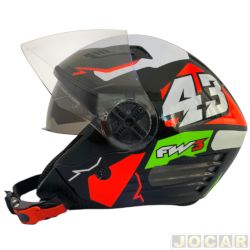 Capacete para motociclista - FW3 - X-open up 43 com culos - vermelho e verde - N58 - cada (unidade) - 9900458