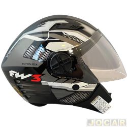 Capacete para motociclista - FW3 - X-open up fox - grafite com óculos - Nº56 - cada (unidade) - 9600356